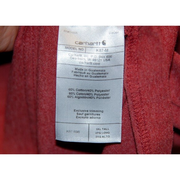 Carhartt 3XLT K87 Loose Fit Heavyweight Short-Sleeve Pocket T-Shirt, Red - Picture 4 of 5